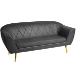 Sofa z ekoskóry ze złotymi nóżkami Rosa w kolorze szarym z subtelnymi przeszyciami