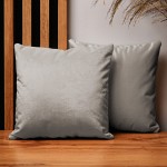 Dekoracyjna poszewka na poduszkę 30x30 cm w kolorze jasnoszarym z tkaniny welurowej