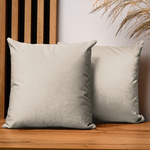 Dekoracyjna poszewka na poduszkę 40x40 cm w kolorze srebrnym z tkaniny welurowej