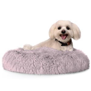 Puszyste legowisko dla psa i kota 70x70x20 cm L z miękkiej, futerkowej tkaniny SHAGGY – poduszka chmurka w kolorze fioletowym