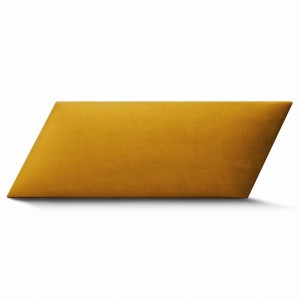Panel ścienny 15x30 cm tapicerowany w kształcie rombu prawy – Wezgłowie w kolorze musztardowym z tkaniny welurowej  