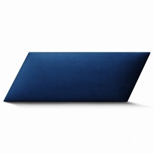 Panel ścienny 15x30 cm tapicerowany w kształcie rombu prawy  – Wezgłowie w kolorze granatowym z tkaniny welurowej  
