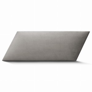 Panel ścienny 15x30 cm tapicerowany w kształcie rombu prawy – Wezgłowie w kolorze szarym z tkaniny welurowej 