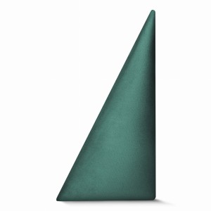 Panel ścienny 15x30 cm tapicerowany w kształcie trójkąta – Wezgłowie w kolorze zielonym z tkaniny welurowej