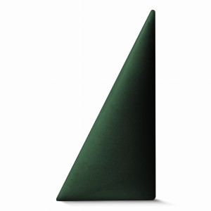 Panel ścienny 15x30 cm tapicerowany w kształcie trójkąta – Wezgłowie w kolorze ciemnozielonym z tkaniny welurowej