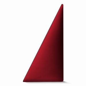 Panel ścienny 15x30 cm tapicerowany w kształcie trójkąta – Wezgłowie w kolorze czerwonym z tkaniny welurowej 