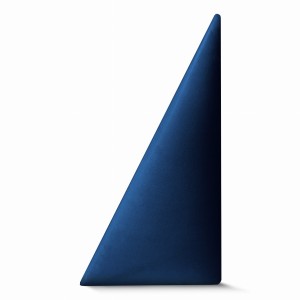Panel ścienny 15x30 cm tapicerowany w kształcie trójkąta – Wezgłowie w kolorze granatowym z tkaniny welurowej