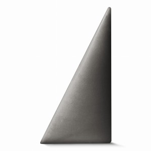 Panel ścienny 15x30 cm tapicerowany w kształcie trójkąta – Wezgłowie w kolorze szarym z tkaniny welurowej 