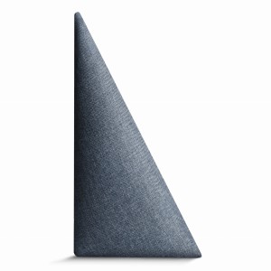 Panel ścienny 15x30 cm tapicerowany w kształcie trójkąta – Wezgłowie w kolorze niebieskim z tkaniny welurowej