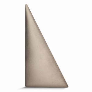 Panel ścienny 15x30 cm tapicerowany w kształcie trójkąta – Wezgłowie w kolorze beżowym z tkaniny welurowej  