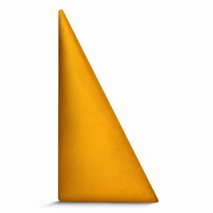 Panel ścienny 15x30 cm tapicerowany w kształcie trójkąta – Wezgłowie w kolorze ciemnożółtym z tkaniny welurowej