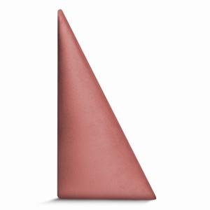 Panel ścienny 15x30 cm tapicerowany w kształcie trójkąta – Wezgłowie w kolorze ciemnoróżowym z tkaniny welurowej 