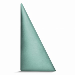 Panel ścienny 15x30 cm tapicerowany w kształcie trójkąta – Wezgłowie w kolorze lazurowym z tkaniny welurowej 