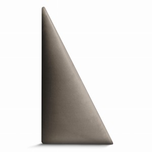 Panel ścienny 15x30 cm tapicerowany w kształcie trójkąta – Wezgłowie w kolorze beżowym z tkaniny welurowej  