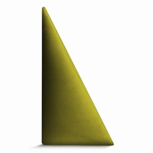 Panel ścienny 15x30 cm tapicerowany w kształcie trójkąta – Wezgłowie w kolorze oliwkowym z tkaniny welurowej 