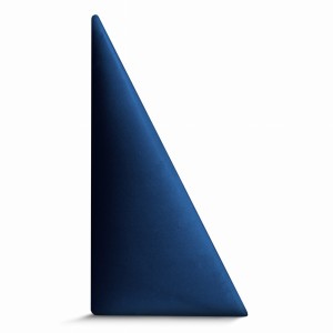 Panel ścienny 15x30 cm tapicerowany w kształcie trójkąta – Wezgłowie w kolorze granatowym z tkaniny welurowej 