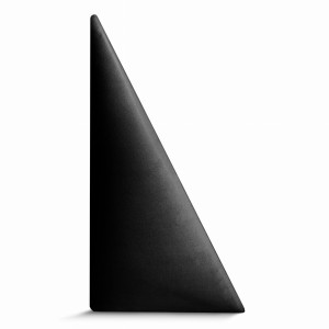 Panel ścienny 15x30 cm tapicerowany w kształcie trójkąta – Wezgłowie w kolorze czarnym z tkaniny welurowej