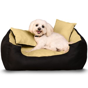 Legowisko dla psa 55x54 cm S Cozy w kolorze czarno-żółtym – Poduszka dla psa, kota, zwierząt domowych 