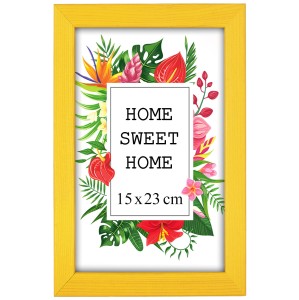 Ramka na zdjęcia 15x23 cm, drewniana w kolorze żółtym