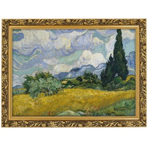 Obraz w złotej ramie Makówka w rozmiarze 70x50 cm - VINCENT VAN GOGH WHEAT FIELD WITH CYPRESSES