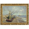 1. OBRAZ VINCENT VAN GOGH ,,VISSERSBOTEN OP HET STRAND VAN LES SAINTES MARIES DE LA MER,, W ZLOTEJ RAMCE MAKOWCE 50 cm x 70 cm przodem.jpg