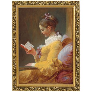 Obraz w złotej ramie Makówka w rozmiarze 70x50 cm - JEAN HONORÉ FRAGONARD ,,THE READER,, 