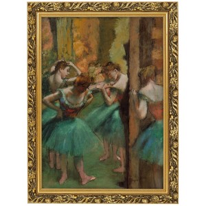 Obraz w złotej ramie Makówka w rozmiarze 70x50 cm -  EDGAR DEGAS  ,,DANCERS, PINK AND GREEN,, 