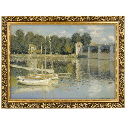 1. OBRAZ CLAUDE MONET  ,,THE ARGENTEUIL BRIDGE,, W ZLOTEJ RAMCE MAKOWCE 50 cm x 70 cm przodem.jpg
