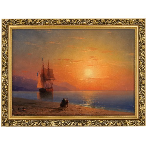 1. OBRAZ AIVAZOVSKY ,,MEER ANAGORIA 1864,, W ZLOTEJ RAMCE MAKOWCE 50 cm x 70 cm przodem.jpg