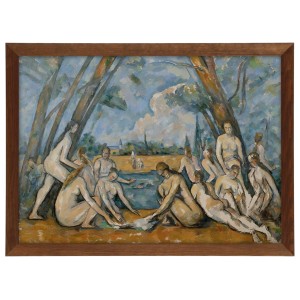 Reprodukcja obrazu w brązowej ramie w rozmiarze 70x50 cm -  PAUL CÉZANNE FRENCH ,,THE LARGE BATHERS,, 