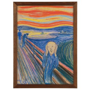 Reprodukcja obrazu w brązowej ramie w rozmiarze 70x50 cm -  MUNK ,,THE SCREAM,, PASTEL 