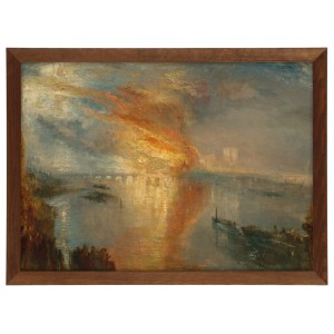 Reprodukcja obrazu w brązowej ramie w rozmiarze 70x50 cm - JOSEPH MALLORD WILLIAM TURNER ,,THE BURNING OF THE HOUSES OF LORDS AND COMMONS,, 