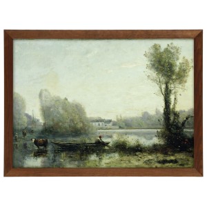 Reprodukcja obrazu w brązowej ramie w rozmiarze 70x50 cm - JEAN BAPTISTE CAMILLE COROT ,,VILLE-D'AVRAY,,