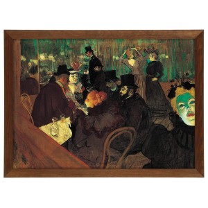 Reprodukcja obrazu w brązowej ramie w rozmiarze 70x50 cm - HENRI DE TOULOUSE-LAUTREC (ALBI) ,,AT THE MOULIN ROUGE,,