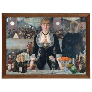 Reprodukcja obrazu w brązowej ramie w rozmiarze 70x50 cm - EDOUARD MANET ,,A BAR AT THE FOLIES-BERGÈRE,, 