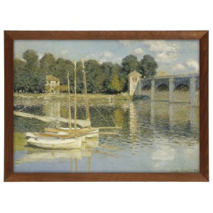 Reprodukcja obrazu w brązowej ramie w rozmiarze 70x50 cm - CLAUDE MONET  ,,THE ARGENTEUIL BRIDGE,, 