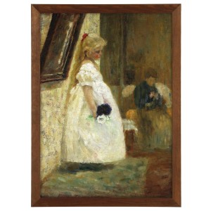 Reprodukcja obrazu w brązowej ramie w rozmiarze 70x50 cm - BOZNAŃSKA ,,GRANDMA'S BIRTHDAY,, 