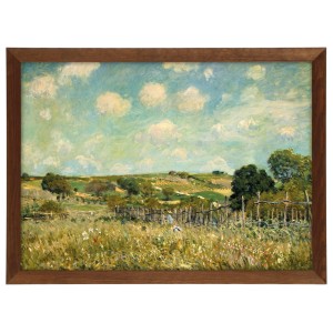 Reprodukcja obrazu w brązowej ramie w rozmiarze 70x50 cm -  ALFRED SISLEY ,,MEADOW 1875,, 