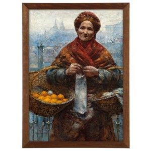 Reprodukcja obrazu w brązowej ramie w rozmiarze 70x50 cm - ALEKSANDER GIERYMSKI ,,POMARANCZARKA,,