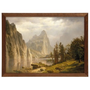 Reprodukcja obrazu w brązowej ramie w rozmiarze 70x50 cm - ALBERT BIERSTADT ,,MERCED RIVER YOSEMITE VALLEY,,