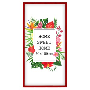 Ramka na zdjęcia 50x100 cm, drewniana w kolorze czerwonym