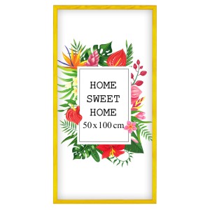 Ramka na zdjęcia 50x100 cm, drewniana w kolorze żółtym