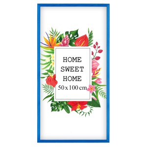 Ramka na zdjęcia 50x100 cm, drewniana w kolorze niebieskim