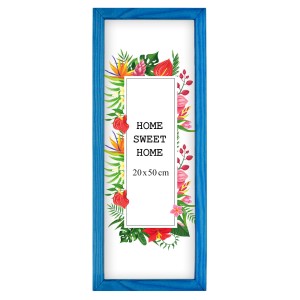 Ramka na zdjęcia 20x50 cm, drewniana w kolorze niebieskim