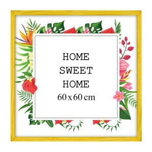 Ramka na zdjęcia 60x60 cm, drewniana w kolorze żółtym