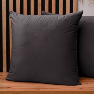 Dekoracyjna poszewka na poduszkę 60x60 cm w kolorze ciemnoszarym z tkaniny welurowej