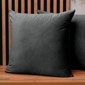 Dekoracyjna poszewka na poduszkę 60x60 cm w kolorze antracytowym z tkaniny welurowej