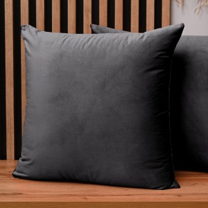 Dekoracyjna poszewka na poduszkę 60x60 cm w kolorze grafitowym z tkaniny welurowej