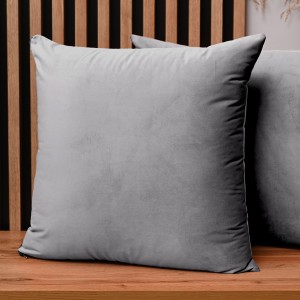 Dekoracyjna poszewka na poduszkę 60x60 cm w kolorze szarym z tkaniny welurowej