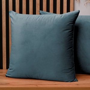 Dekoracyjna poszewka na poduszkę 60x60 cm w kolorze morskim z tkaniny welurowej